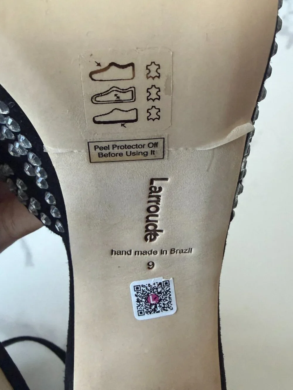 Larroudé Ari Crystal Platform Pumps in Black Silver NEW Size 9